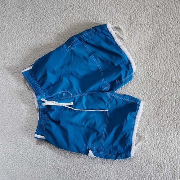 RS Surf Hawaiian blue and white striped swimming trunk board shorts - Picture 1 of 6